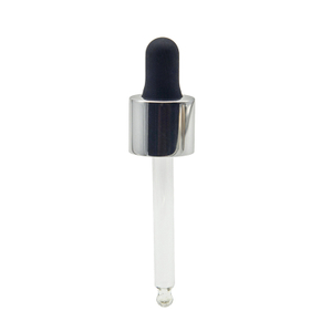 High Quality 18/410 shiny silver glass dropper with pipette for bottles