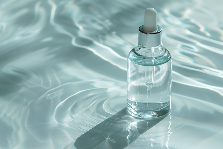 Cosmetic Serum Bottle in Water