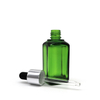 High Quality green PETG plastic square bottle with glass dropper