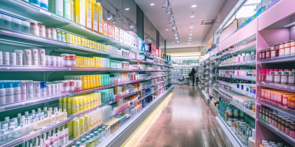 bustling Korean beauty store