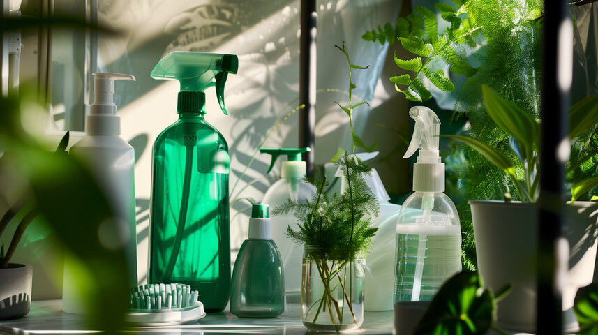 Green containers and jars