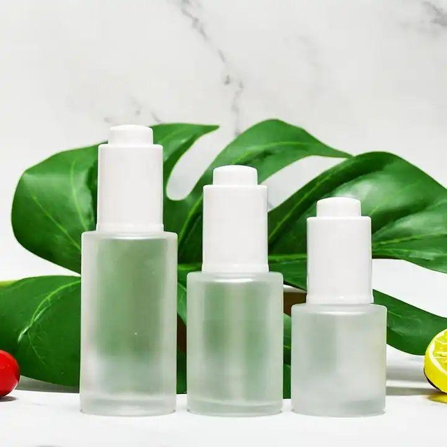 Custom Cosmetic Frosted Glass Press Dropper Bottle For Essental Oil