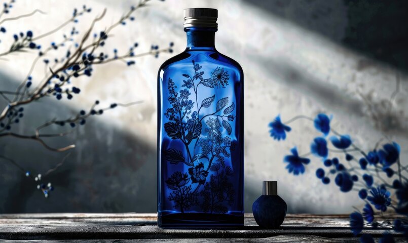 Cobalt blue glass bottle