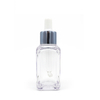 Wholesales 60ml 100ml Square Plastic PETG Serum Bottle with Glass Dropper