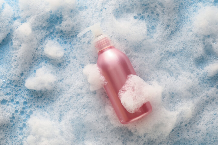 Bottle of cosmetic product with foam