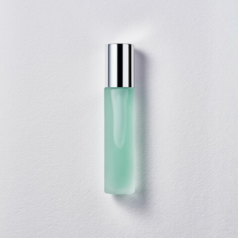 Colored cosmetic in glass bottle