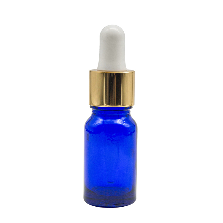 Custom 1 Oz Round Blue Glass Essential Oil Dropper Bottle