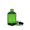 High Quality green PETG plastic square bottle with glass dropper