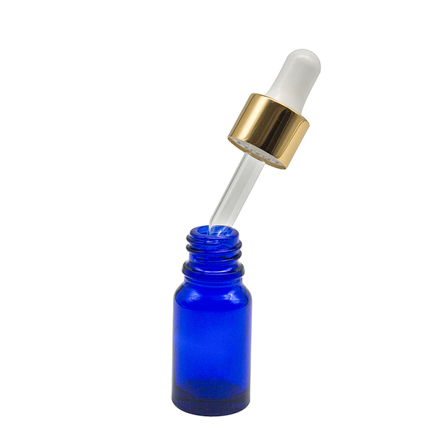 Custom 1 Oz Round Blue Glass Essential Oil Dropper Bottle