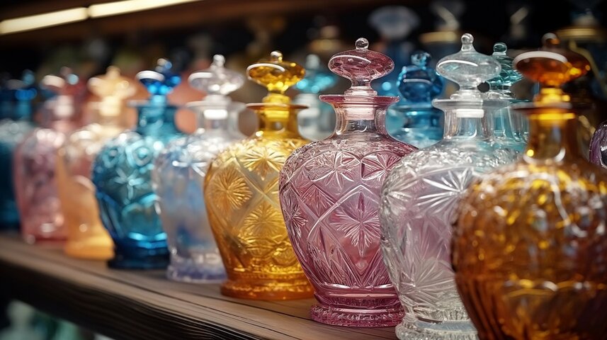 colourful glass perfume bottles