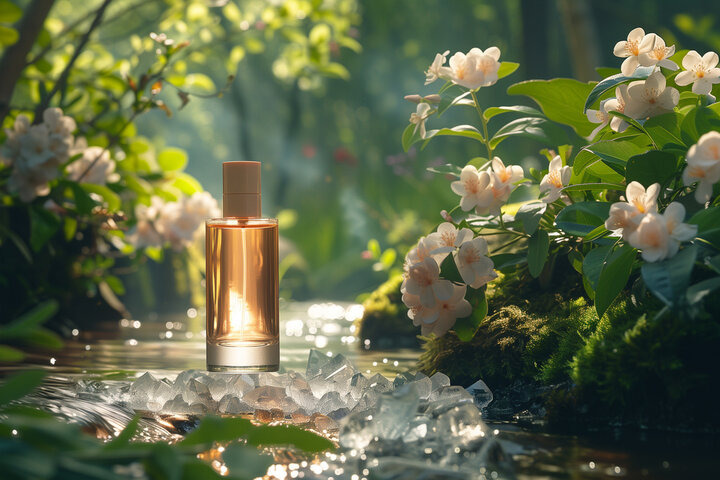 Perfume Bottle Resting on River