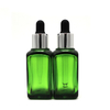 High Quality green PETG plastic square bottle with glass dropper