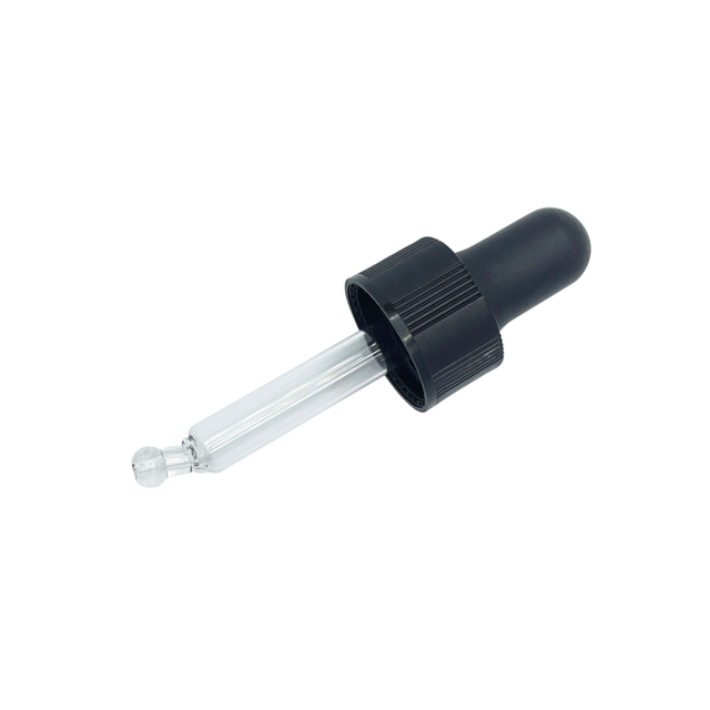 18/410 20/410 Ribbed Black Plastic Essential Oil Glass Dropper Cap