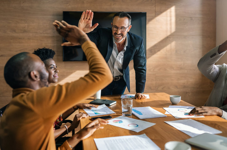 business people celebrating success